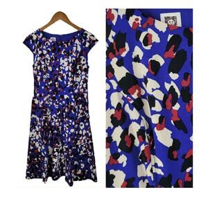 Anne Klein Women Flare Midi Dress Blue Size 6 Polyester Blend